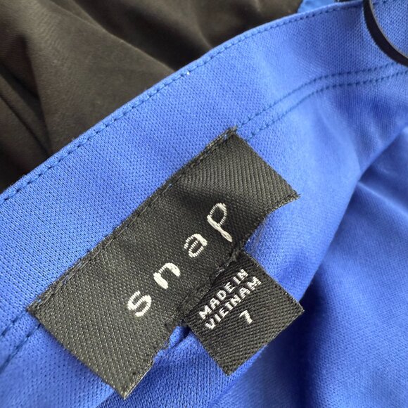 Snap Formal Dress Party Event Prom Blue & Black Adjustable Straps Juniors 7 Rose - Picture 10 of 14